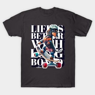 A dachshund is expert at Longboard Skate. T-Shirt